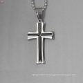 Wholesale simple pendentif en argent design, émail noir croix pendentif